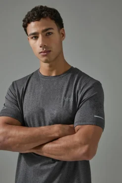 Online boohooMAN Man Active Regular Fit Performance Marl T-shirt black