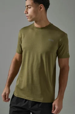 Best Sale boohooMAN Man Active Regular Fit Performance Marl T-shirt khaki