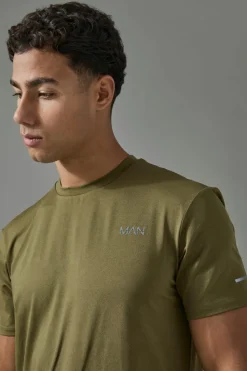 Best Sale boohooMAN Man Active Regular Fit Performance Marl T-shirt khaki
