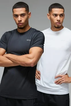 Cheap boohooMAN Man Active Regular Fit Performance T-shirt 2 Pack multi