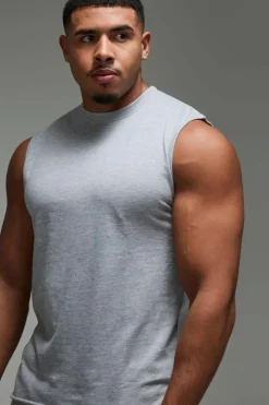 Flash Sale boohooMAN Man Active Regular Fit Tank Top grey marl
