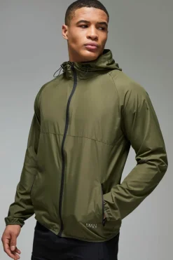 Sale boohooMAN Man Active Ripstop Shower Resist Windbreaker khaki