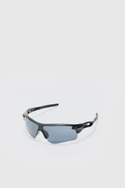 Fashion boohooMAN Man Active Rubberised Smoke Lense Sunglasses black