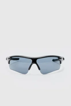 Fashion boohooMAN Man Active Rubberised Smoke Lense Sunglasses black