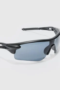 Fashion boohooMAN Man Active Rubberised Smoke Lense Sunglasses black