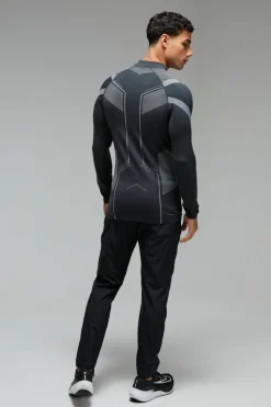 Shop boohooMAN Man Active Seamless Muscle Fit 1/4 Zip Top black