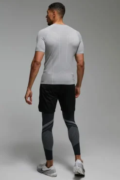 Shop boohooMAN Man Active Seamless Muscle Fit T-shirt grey