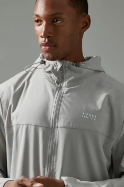 Flash Sale boohooMAN Man Active Shower Resist Ventilated Windbreaker grey