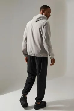 Discount boohooMAN Man Active Shower Resist 1/4 Zip Boxy Hooded Windbreaker grey