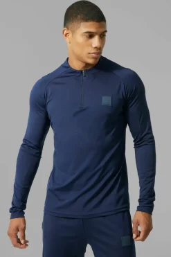 Outlet boohooMAN Man Active Skinny Crew Neck 1/4 Zip Tracksuit navy
