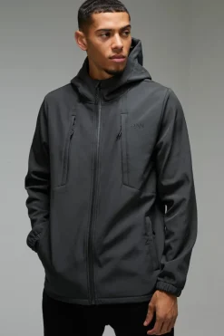 Discount boohooMAN Man Active Softshell Jacket charcoal
