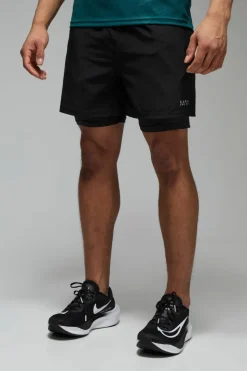 Sale boohooMAN Man Active Stretch Woven 5inch 2in1 Short black