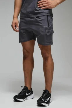 Cheap boohooMAN Man Active Stretch Woven 5inch Cargo Short charcoal