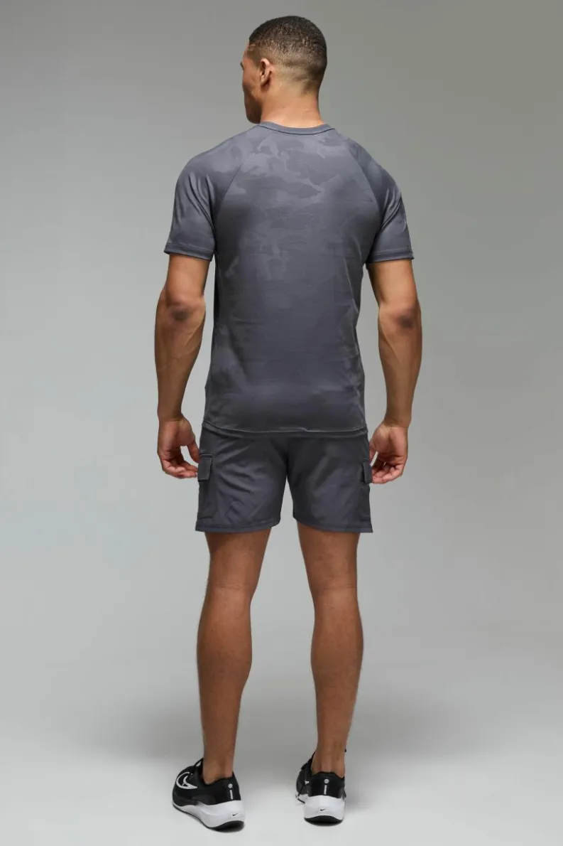 Cheap boohooMAN Man Active Stretch Woven 5inch Cargo Short charcoal