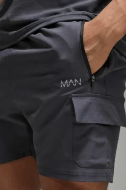 Cheap boohooMAN Man Active Stretch Woven 5inch Cargo Short charcoal
