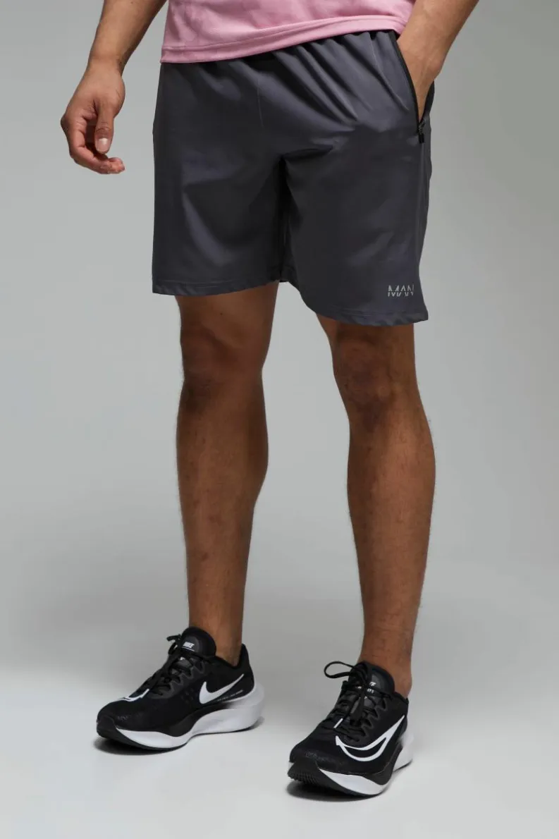 Online boohooMAN Man Active Stretch Woven 7inch Short charcoal