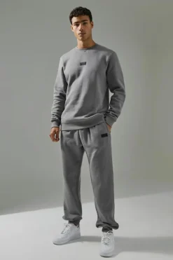 Hot boohooMAN Man Active Sweatshirt & Jogger Tracksuit charcoal