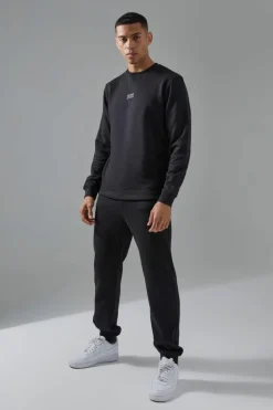 Best boohooMAN Man Active Sweatshirt & Jogger Tracksuit black