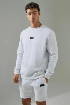 Hot boohooMAN Man Active Sweatshirt & Short Tracksuit light grey