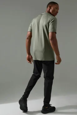 Cheap boohooMAN Man Active Sweat-Wicking Gym Performance T-Shirt khaki