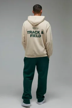 Best boohooMAN Man Active Track & Field Oversized Hoodie sand