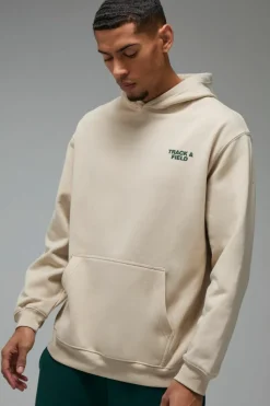 Best boohooMAN Man Active Track & Field Oversized Hoodie sand