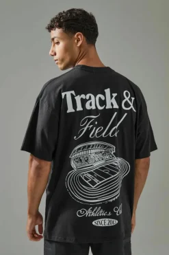 Clearance boohooMAN Man Active Track & Field Oversized T-shirt black