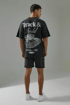 Clearance boohooMAN Man Active Track & Field Oversized T-shirt black