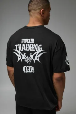 Shop boohooMAN Man Active Training Club Oversized T-shirt black