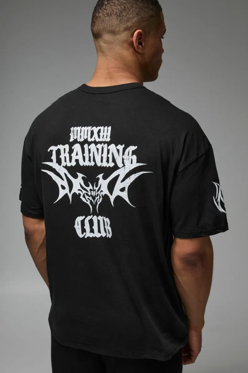 Shop boohooMAN Man Active Training Club Oversized T-shirt black