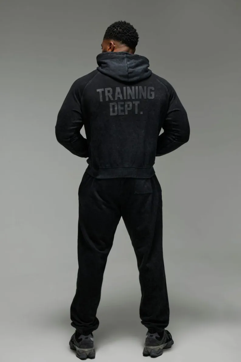 Clearance boohooMAN Man Active Training Dept. Boxy Washed Hoodie black