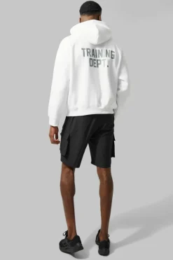 Outlet boohooMAN Man Active Training Dept Boxy Hoodie white