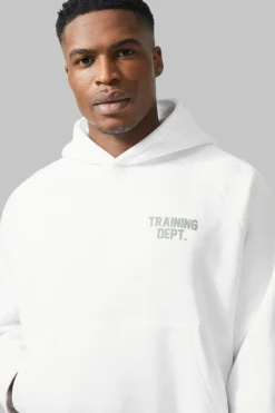 Outlet boohooMAN Man Active Training Dept Boxy Hoodie white