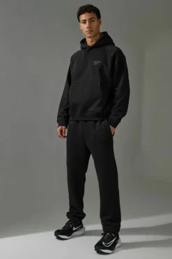 Flash Sale boohooMAN Man Active Training Dept Boxy Embossed Tracksuit black