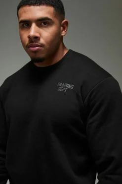 Sale boohooMAN Man Active Training Dept Boxy Embossed Sweatshirt black