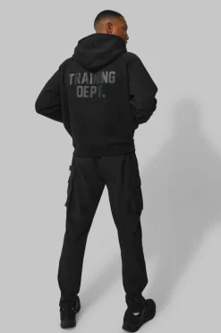 Fashion boohooMAN Man Active Training Dept Boxy Hoodie black