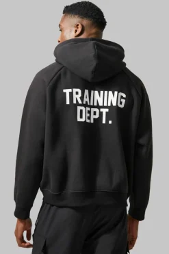 Cheap boohooMAN Man Active Training Dept Boxy Hoodie black