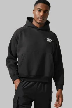 Cheap boohooMAN Man Active Training Dept Boxy Hoodie black