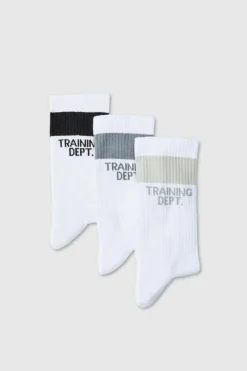 Cheap boohooMAN Man Active Training Dept Cushioned Crew 3 Pack Socks multi