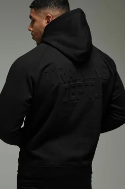 Hot boohooMAN Man Active Training Dept Embossed Oversized Hoodie black