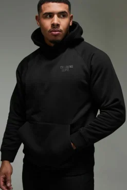 Hot boohooMAN Man Active Training Dept Embossed Oversized Hoodie black