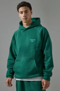 Cheap boohooMAN Man Active Training Dept Embossed Oversized Hoodie green