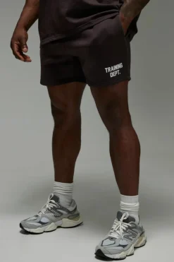 Outlet boohooMAN Man Active Training Dept. 5inch Jersey Shorts dark brown