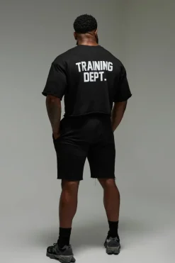 Online boohooMAN Man Active Training Dept 9inch Regular Shorts black