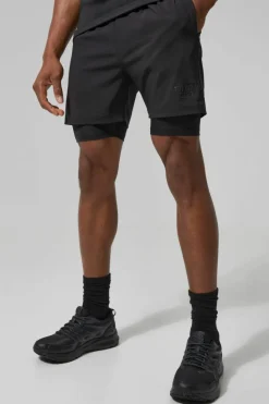 New boohooMAN Man Active Training Dept 5inch 2-in-1 Regular Fit Shorts black