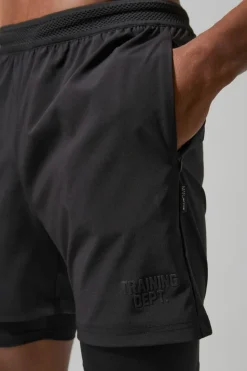 New boohooMAN Man Active Training Dept 5inch 2-in-1 Regular Fit Shorts black
