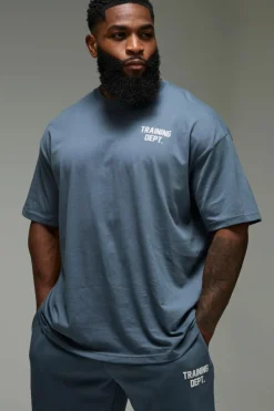 Fashion boohooMAN Man Active Training Dept. Oversized T-shirt blue