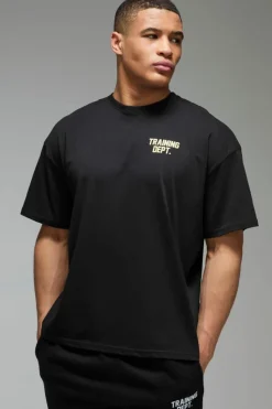 New boohooMAN Man Active Training Dept Oversized T-shirt black