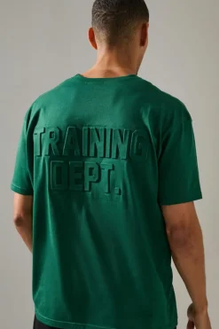 Clearance boohooMAN Man Active Training Dept Oversized Embossed T-shirt green