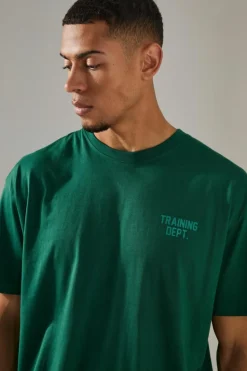 Clearance boohooMAN Man Active Training Dept Oversized Embossed T-shirt green